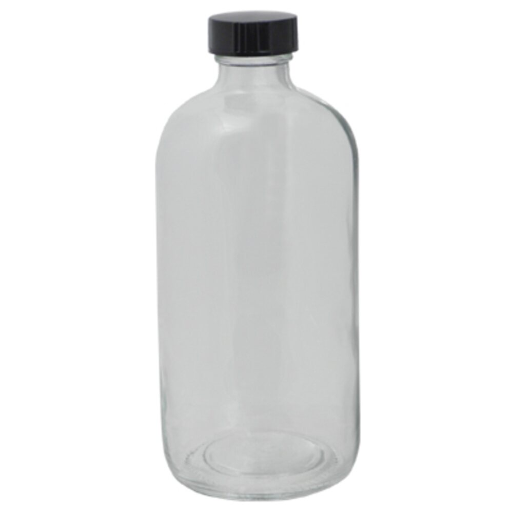 Clear Glass Boston Round Bottle, 16oz