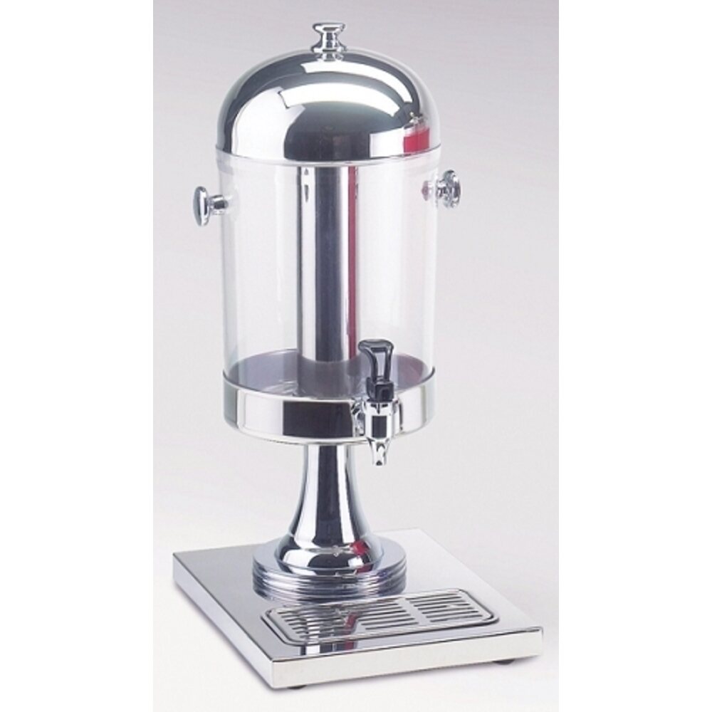 Beverage Dispenser, Round Stainless Steel, 2gal